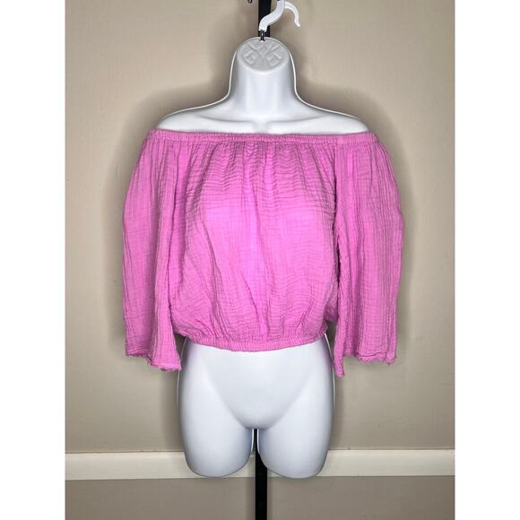 Michael Stars Isabel Convertible On/Off Shoulder Cotton Gauze Top NWOT - Picture 2 of 10